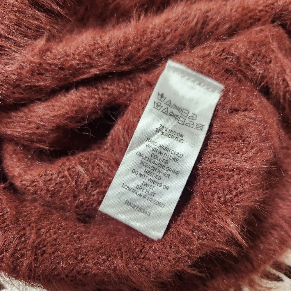 London Kaye Red Fuzzy Furry Sweater Stretch Faux Fur Size M - Picture 5 of 8